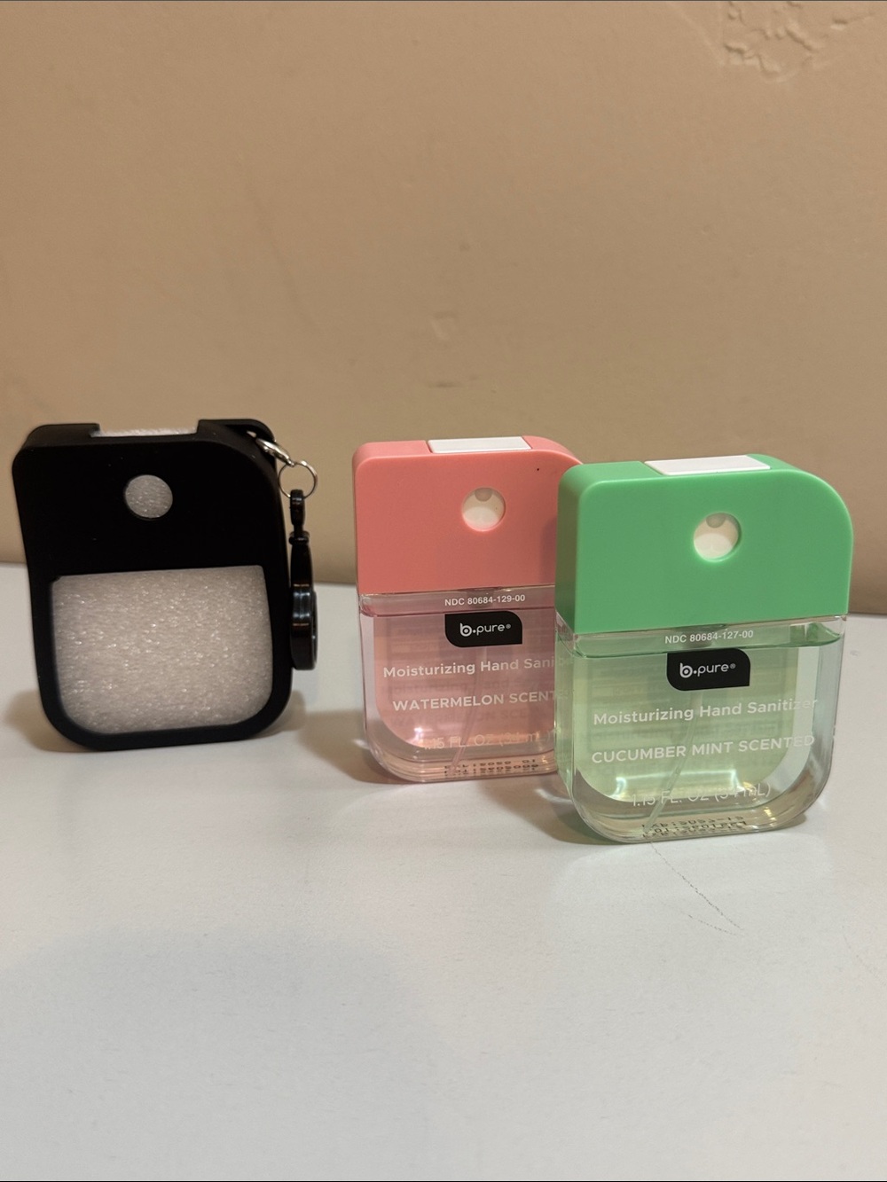 b-pure Moisturizing Hand Sanitizer Duo - Watermelon & Cucumber Mint and Case